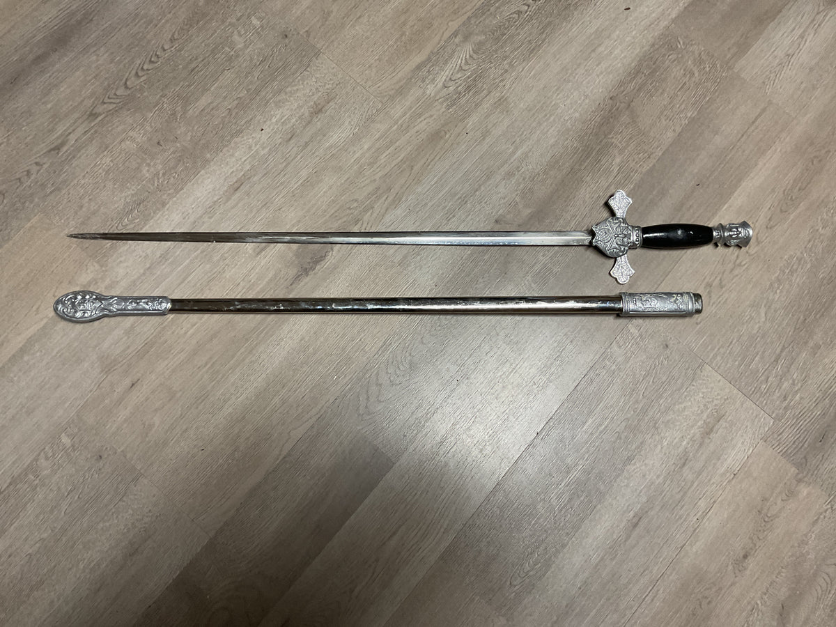 Vintage Knights of Columbus Ceremonial Sword w/ Metal Scabbard