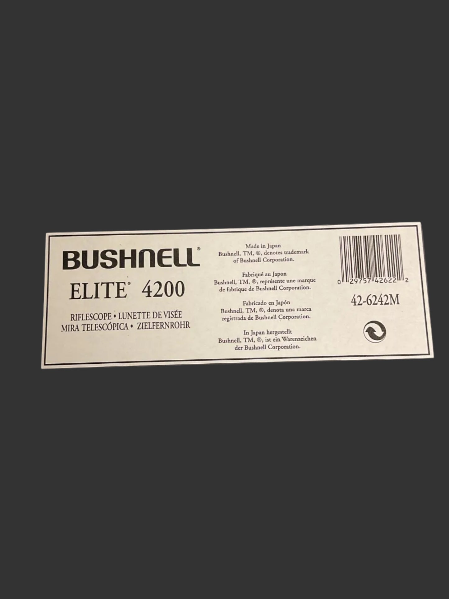 Bushnell Elite 4200 6-24x40 Matte Riflescope w/ Multi-X Reticle w/ Original Box & Papers