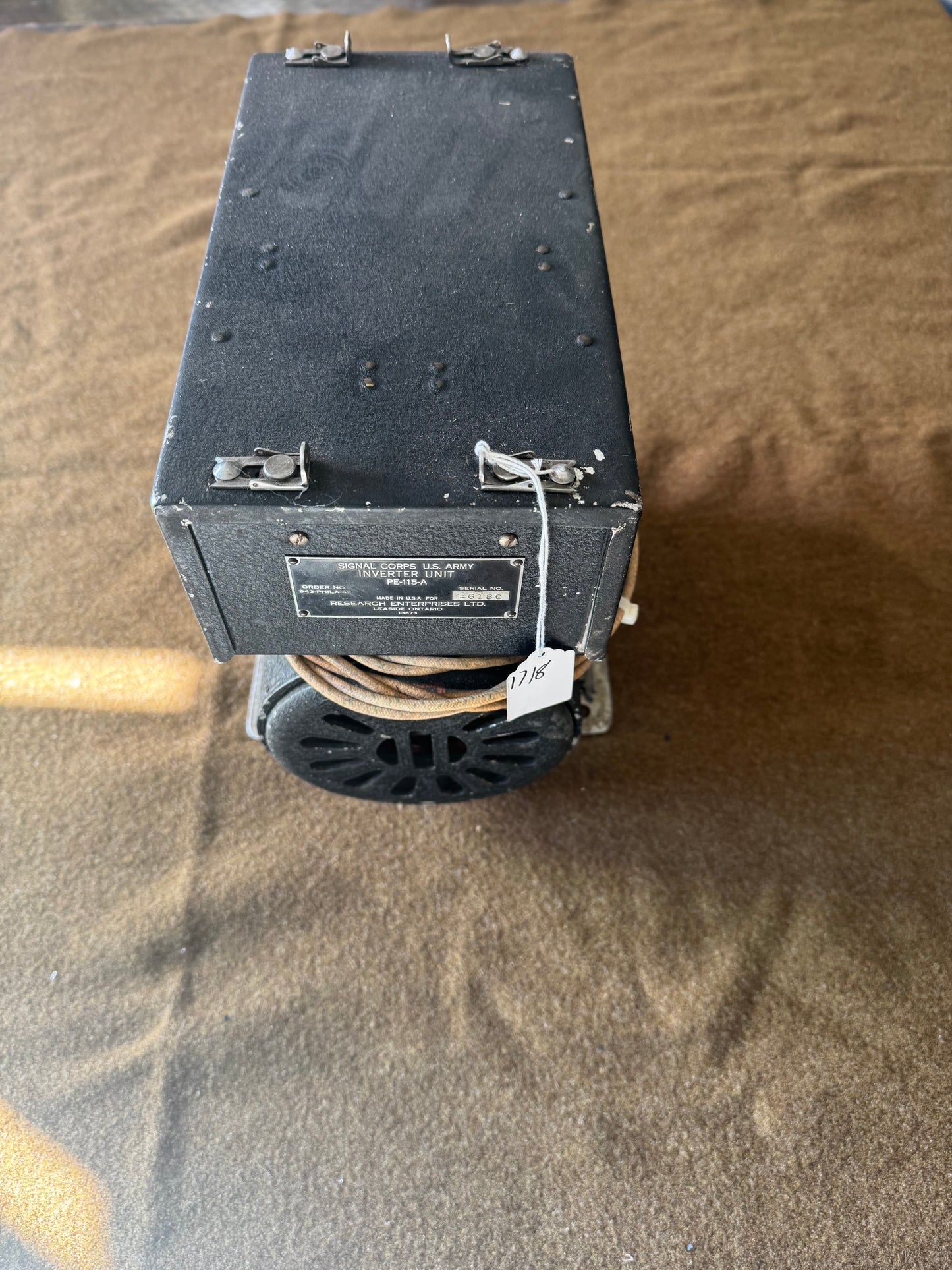 Signal Corps U.S. Army PE-115-A Inverter Unit Military Power Supply Research Enterprises Ltd.