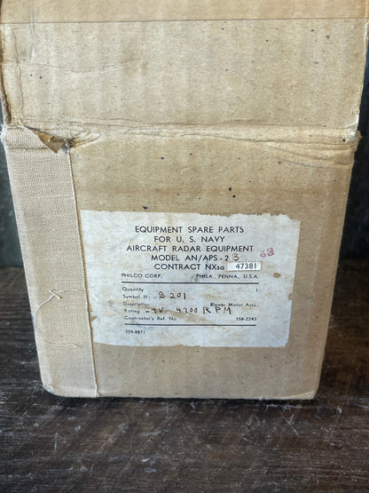 NOS WWII U.S. Navy AN/APS-2 Aircraft Radar Blower Motor Assembly – Boxed Spare Part