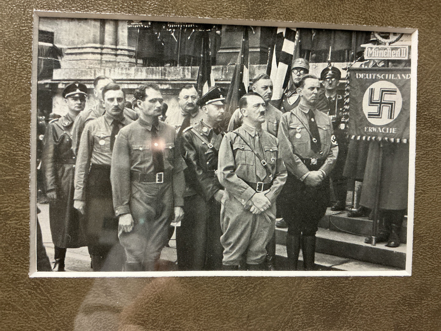 Framed Adolf Hitler Relief Plaque Display w/ Historical Photo’s