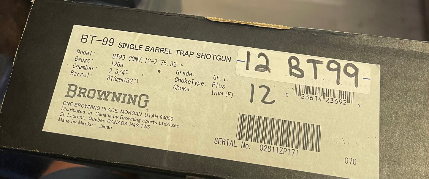 Browning BT-99 Grade I Trap Shotgun – 12 Gauge – 32” Barrel – Original Box