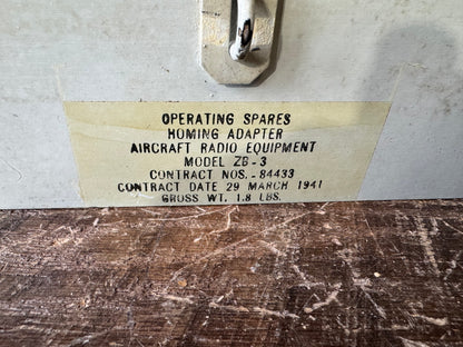 WWII Aircraft Radio Equipment Homing Adapter Operating Spares Kit – Model ZB-3 (1941)