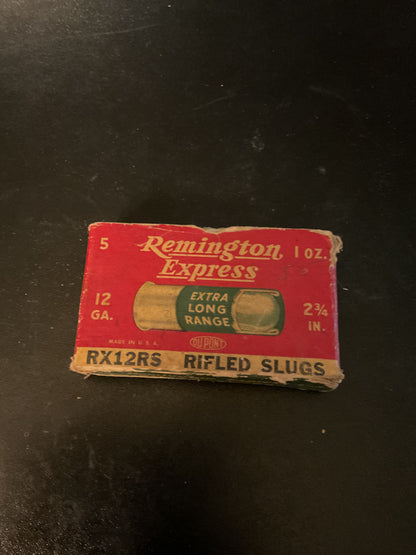 Vintage Remington Express 12 Gauge Rifled Slugs — Full Box of 5