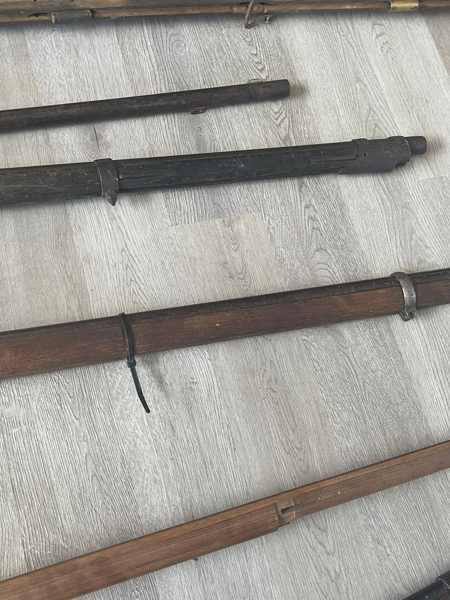 U.S. Musket Parts Lot – 5 Stocks, 4 Barrels & Springfield 1864 Percussion Lockplate