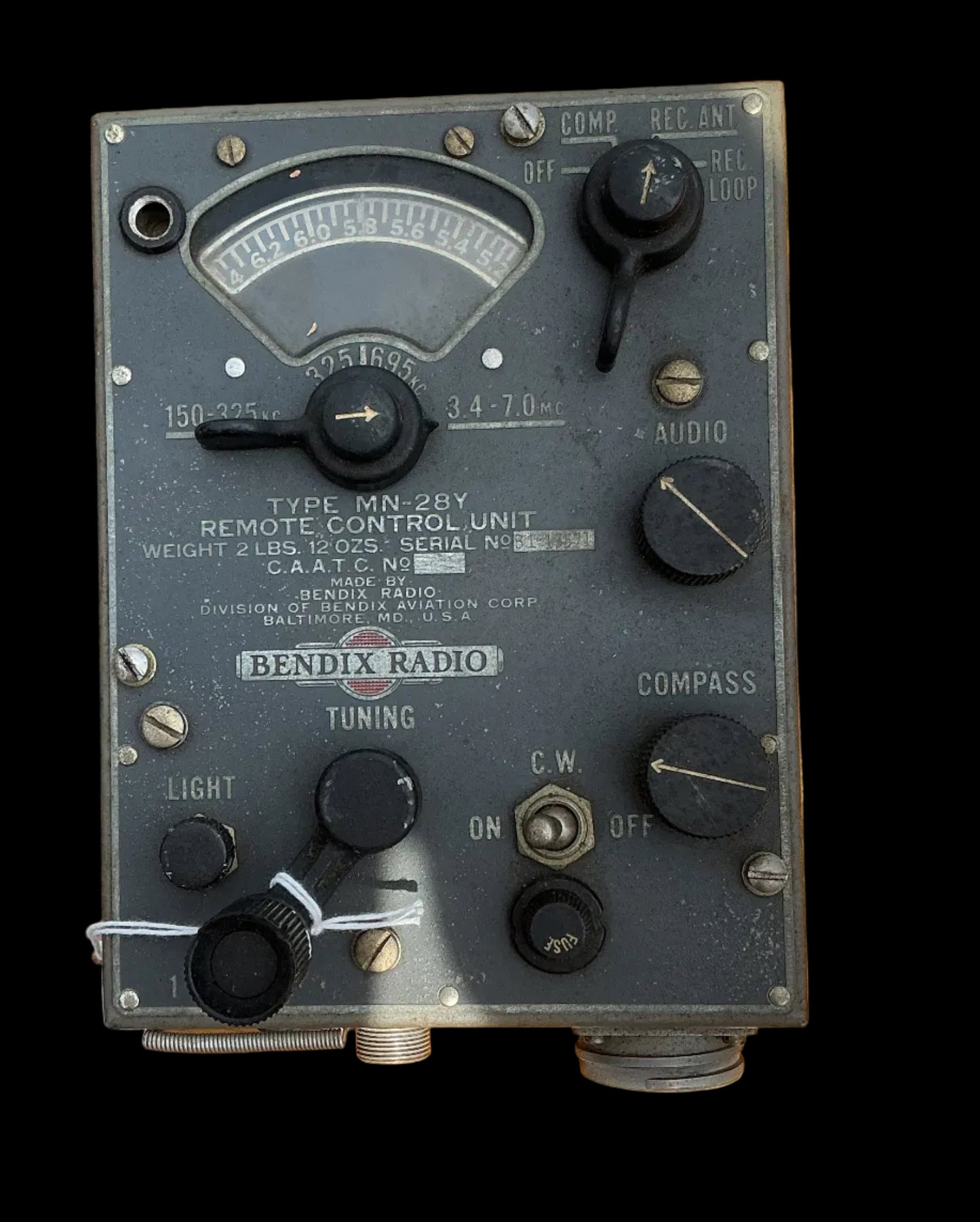 Bendix MN-28Y Remote Control Unit – WWII Aircraft Radio / Compass Control Panel