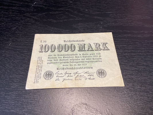 German 100,000 Mark Reichsbanknote 1923