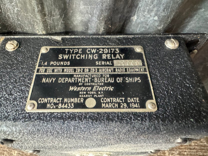 WWII U.S. Navy Western Electric CW-29173 Switching Relay – ZB-2/ZB-3 Aircraft Radio