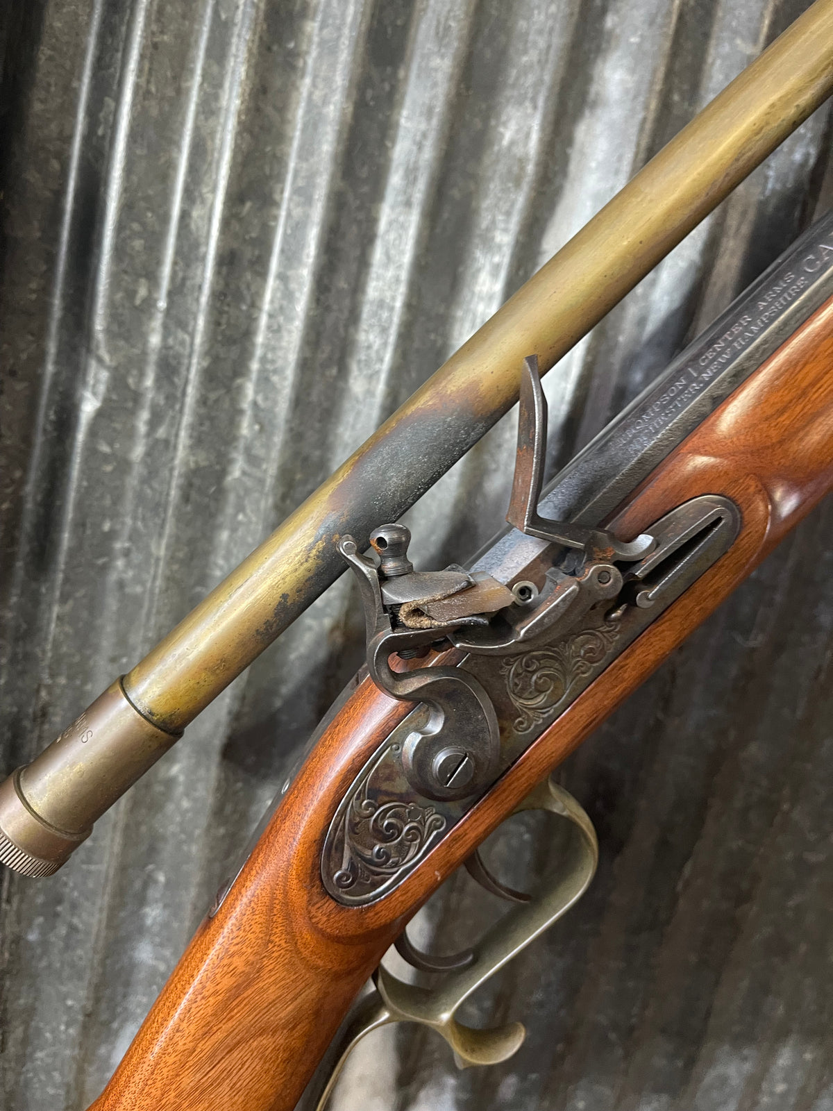 Thompson/Center Hawken .50 Caliber Muzzleloader – Lyman 4x Scope – Brass Accessories
