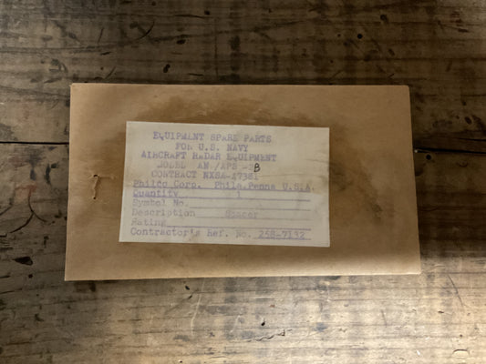 WWII U.S. Navy Radar Spare Parts Envelope AN/APS-2B-Philco-Empty