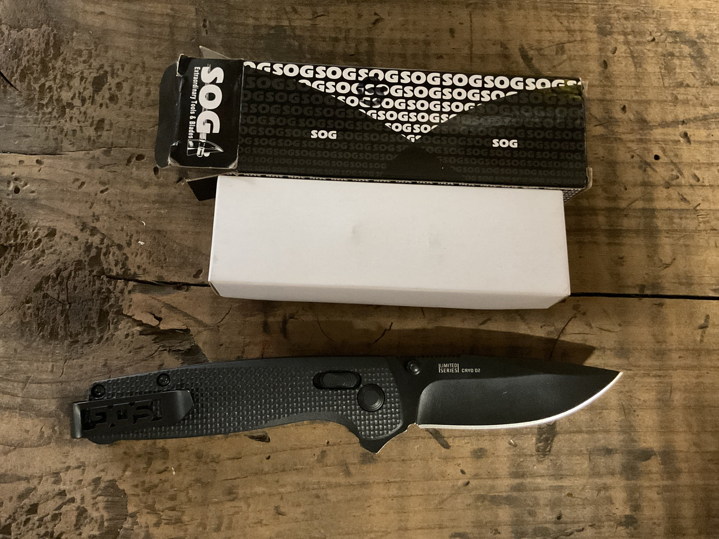 SOG Cryo Assisted Folding Knife Black TiNi Blade Stainless Handle Frame Lock w/ Box