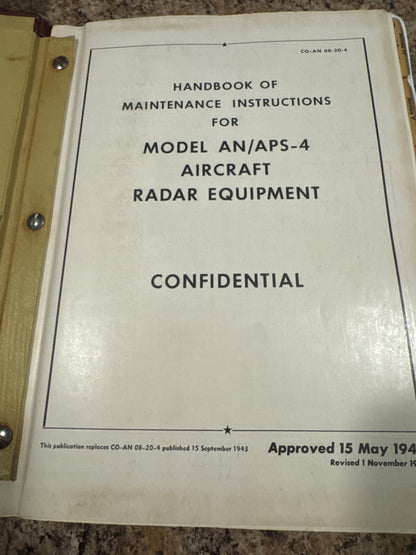 WWII AN/APS-4 Aircraft Radar Maintenance Manual – 1944 Dated