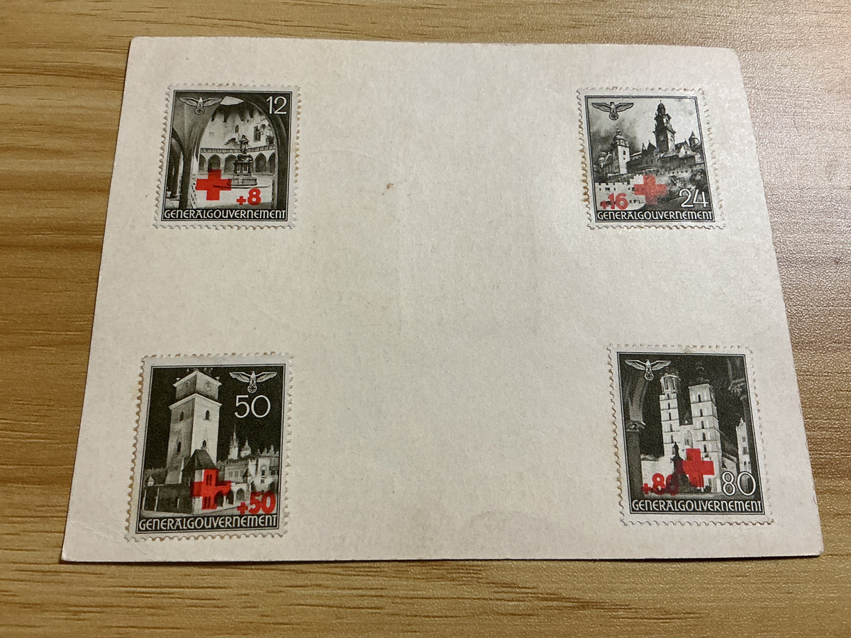1940 German-Occupied Poland Red Cross Stamp Set-Krakau Special Cancel-Generalgouvernement