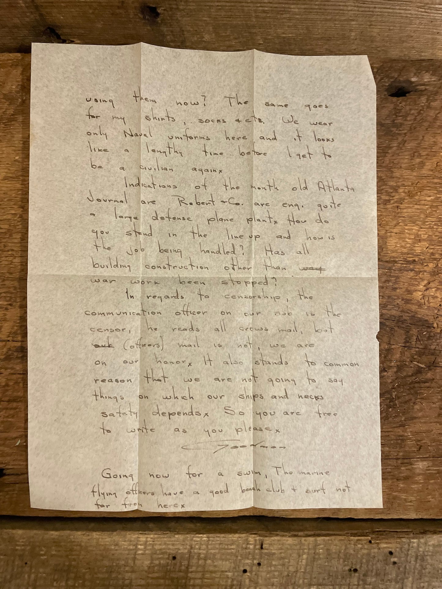 Original WWII Letter