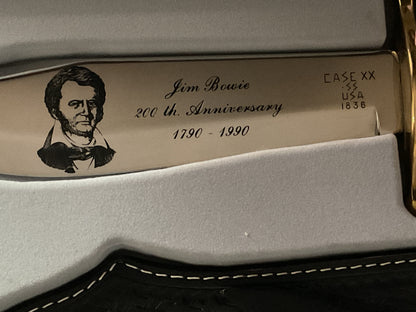 Case XX Jim Bowie 200th Anniversary 1790-1990 Bowie Knife-Box, Sheath, & Papers