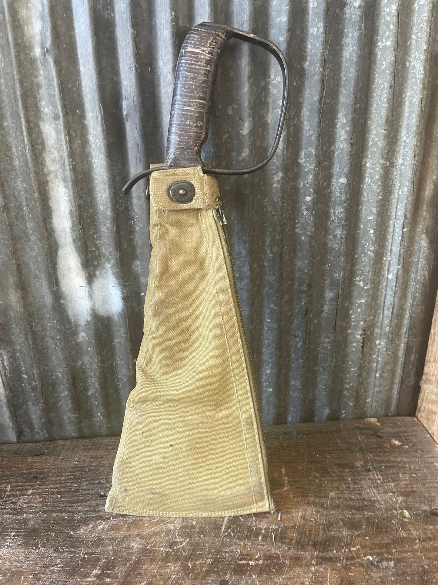 Vintage Woodman’s Pal LC-14-B Brush Axe / Survival Knife with Canvas Sheath