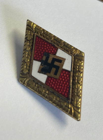 Golden Hitler Youth Honor Badge with Oak Leaves – Gold-Tested 14K/585 – Numbered 261