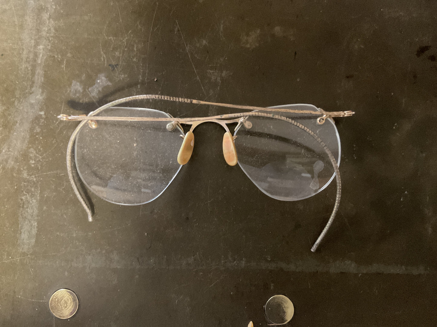 Antique Wire Rim Eyeglasses with Original Case