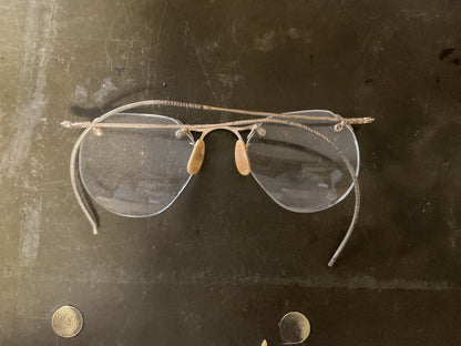 Antique Wire Rim Eyeglasses with Original Case