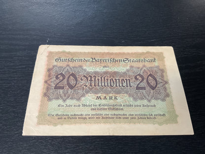 German 20 Million Mark Note 1923