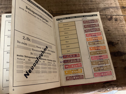 WWII German Deutsche Arbeitsfront (DAF) Membership Book-Berlin- Extensive Dues Stamps 1941-1945-Named to Herbert Muth