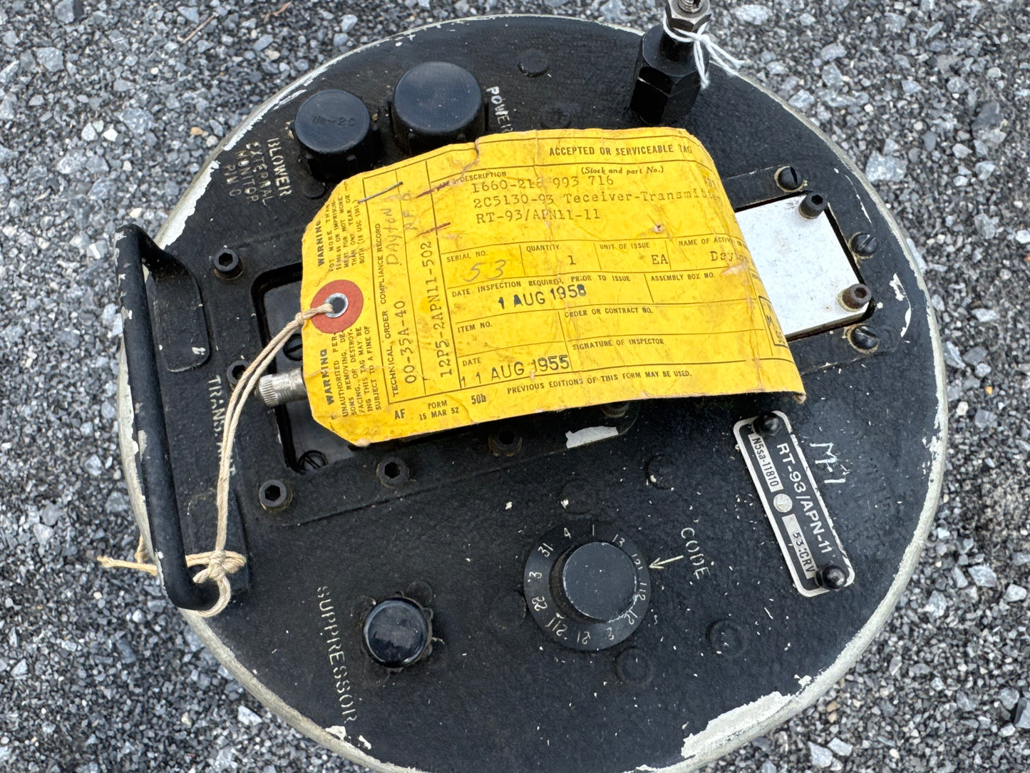 Cold War / Korean War Era RT-93/APN-11 Radar Transceiver Unit – U.S. Military Aircraft Radar Component