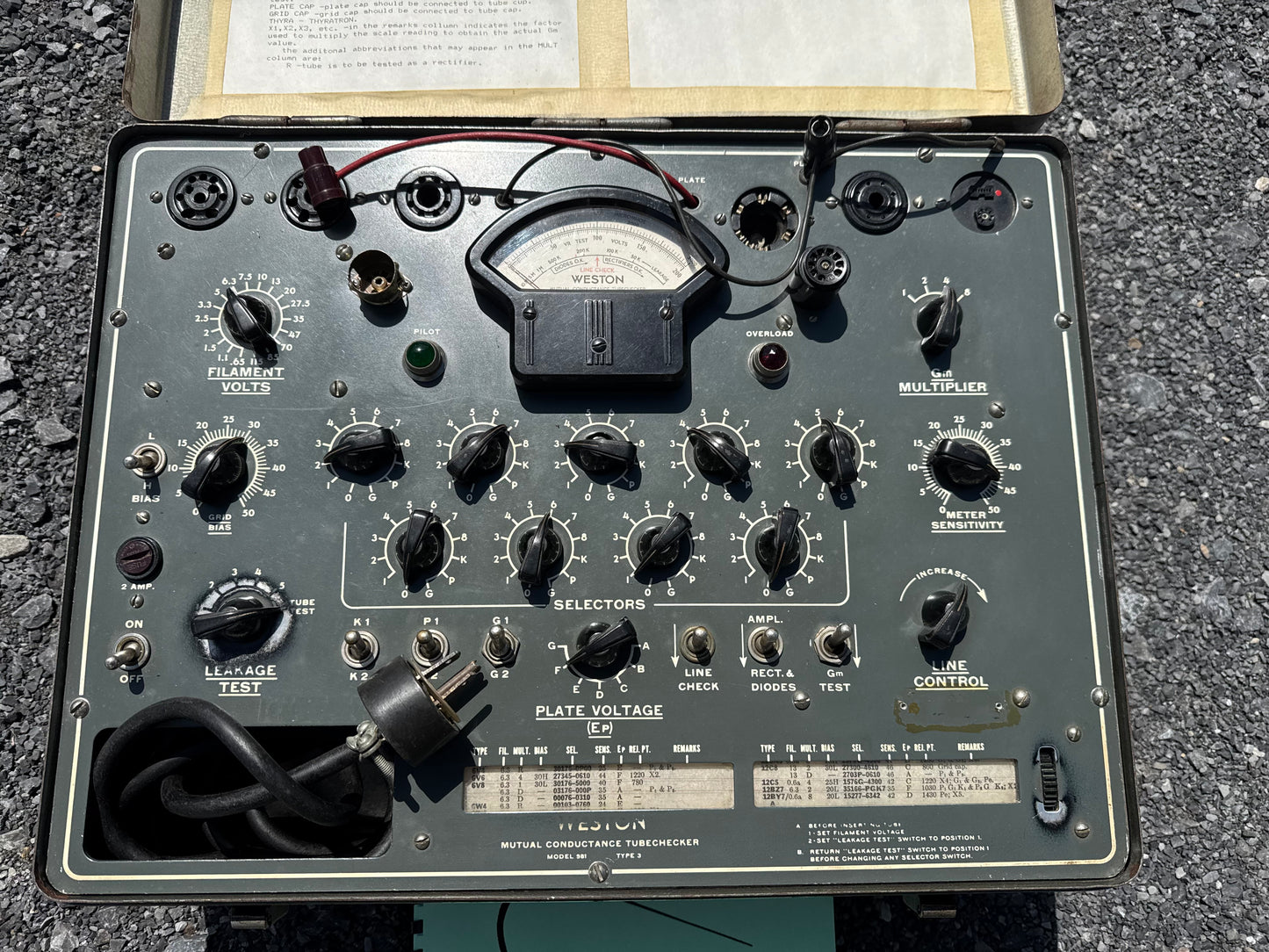 Original Weston Model 981 Type 3 Mutual Conductance Tube Checker