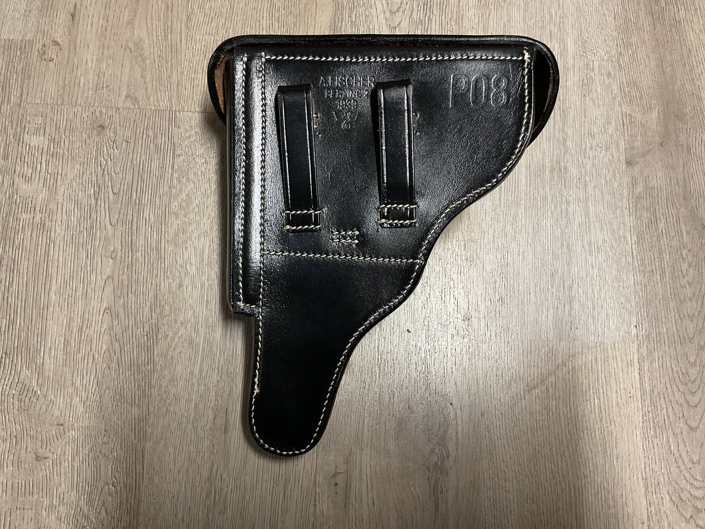 German WWII Walther P38 Style Leather Holster A. Fischer Berlin 1939 Reproduction