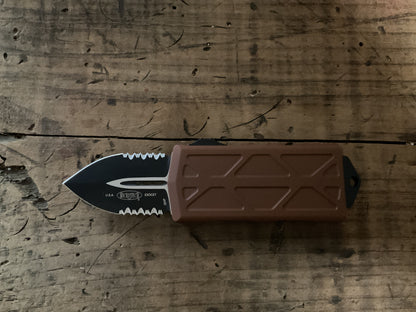 Microtech Exocet 157-2TA Tan Partial Serrated OTF Knife