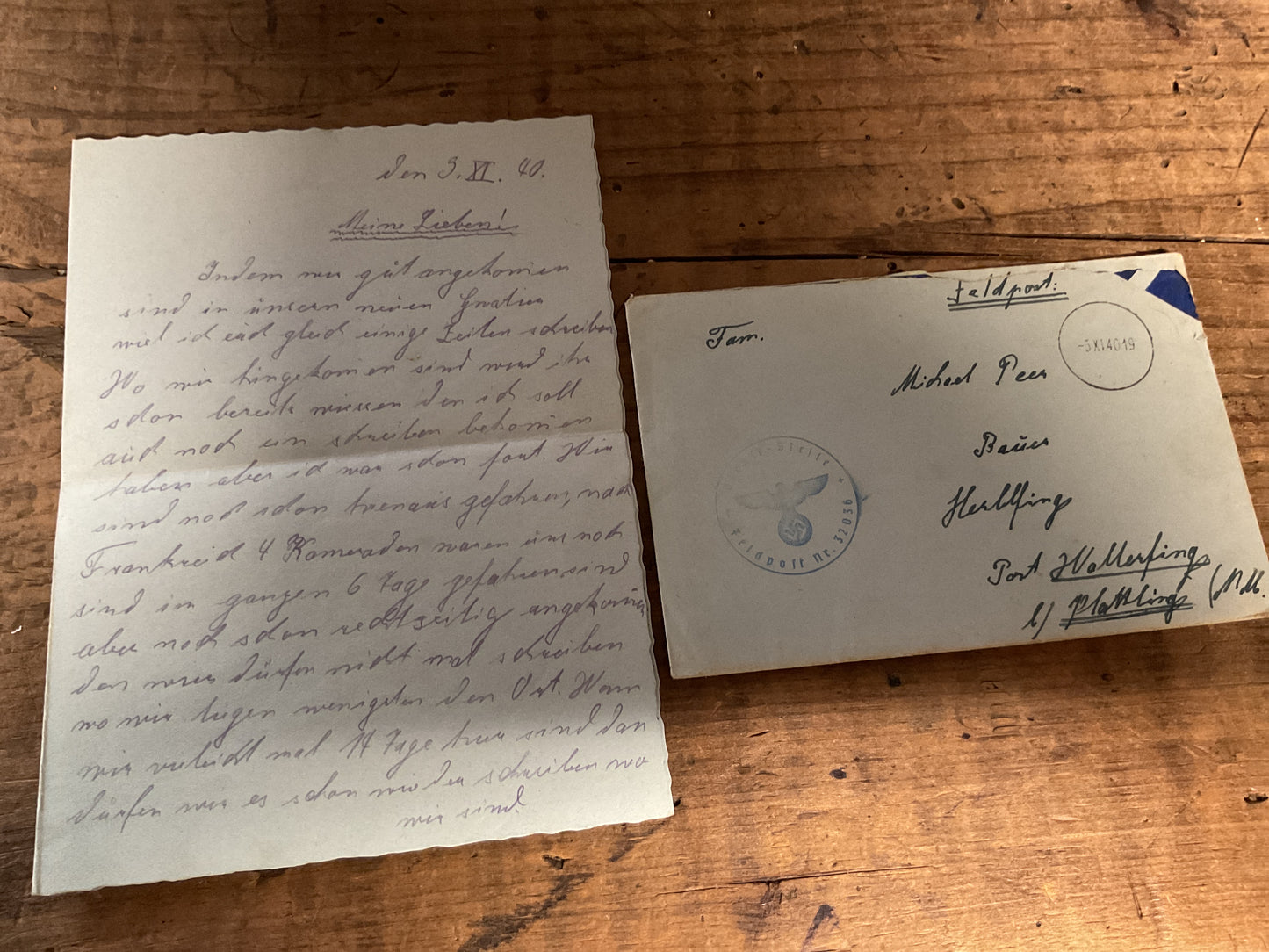 WWII German Wehrmacht Feldpost Letter & Envelope-Feldpost Nr. 32036-Nov. 3, 1940