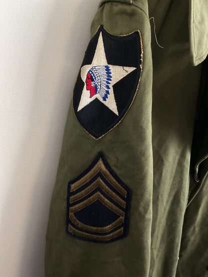 Korean War-Era U.S. Army 2nd Infantry Division Overcoat - Sergeant Rank - Size Regular/Medium