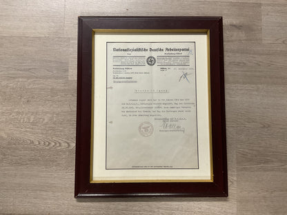 NSDAP Membership Verification Certificate-Kreisleitung Gustrow-1934