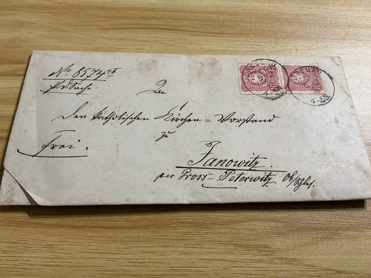 1876 Imperial German Folded Letter & Cover-Breslau to Janowitz-Church Correspondence-Wax Sealed with Stamps