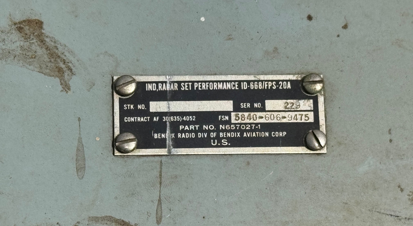 Bendix ID-668/FPS-20A Radar Set Performance Indicator