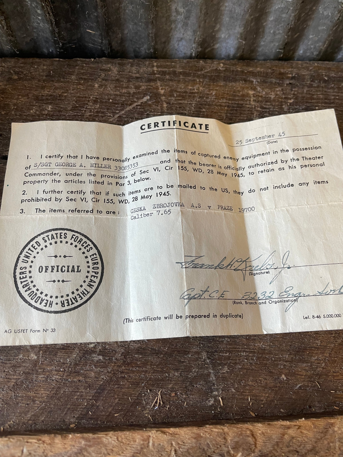 WWII German-Occupation CZ 27 / vz. 27 – DR Marked – Serial No. 19700 – Matching Numbers – Waffenamt Barrel – Original Holster, 2 Magazines & Two U.S. Bring-Back Certificates