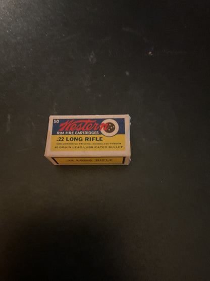 Vintage Western .22 Long Rifle Rimfire Cartridges — Full Box of 50