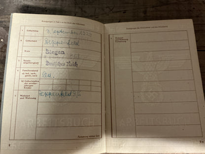 Original WWII German Third Reich Arbeitsbuch & Portrait Photo-Named Deutsche Reichsbahn Worker, Gerhard Becker-1944 Issue