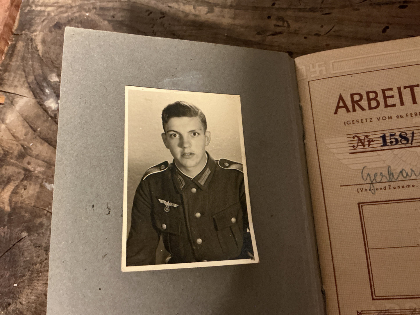 Original WWII German Third Reich Arbeitsbuch & Portrait Photo-Named Deutsche Reichsbahn Worker, Gerhard Becker-1944 Issue
