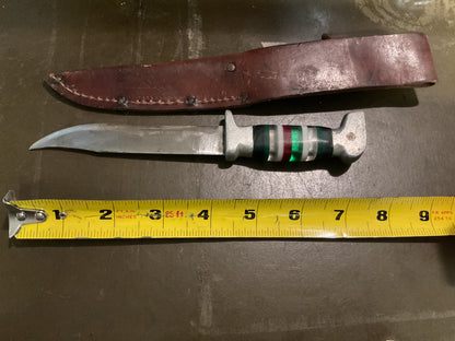 WWII Theatre Knife Silver Green White & Red Stripe