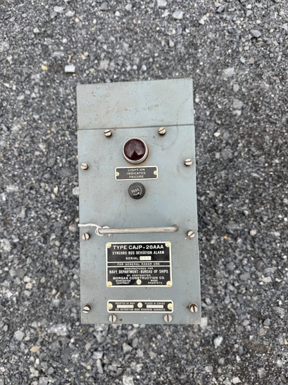 WWII-era U.S. Navy Type CAJP-28AAA Synchro Bus Deviation Alarm