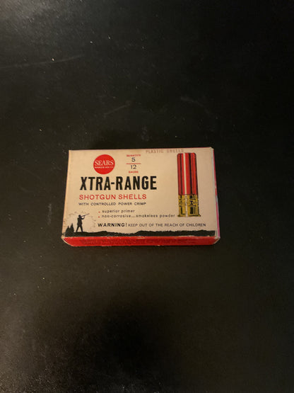 Vintage Sears Xtra-Range 12 Gauge 5-Round Shotgun Shell Box