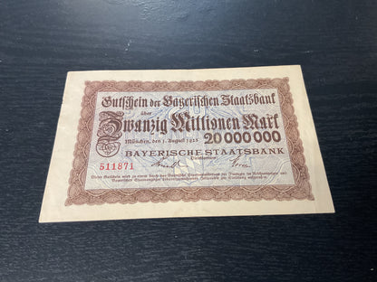 German 20 Million Mark Note 1923