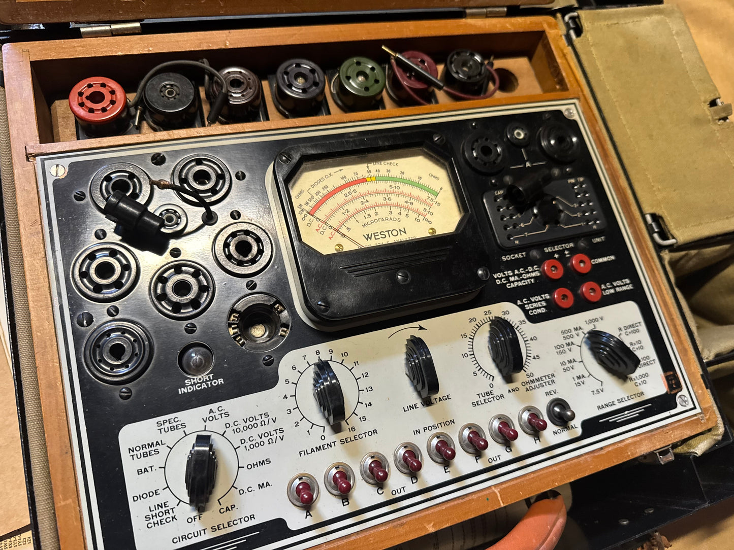 WWII U.S. Army I-56 Tube Tester Set by Weston