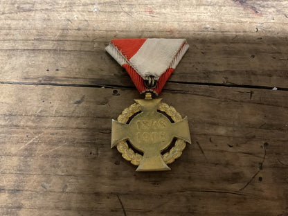 Austria-Hungarian Emperor Franz Joseph I 1848-1908 Jubilee Cross Medal-Original Tri-Fold Ribbon