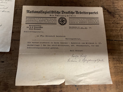 Elisabeth Barnbrock 1936 NS-Frauenschaft Dispute Archive-Hamburg-Wellingbuttel-Named WWII German Document Group