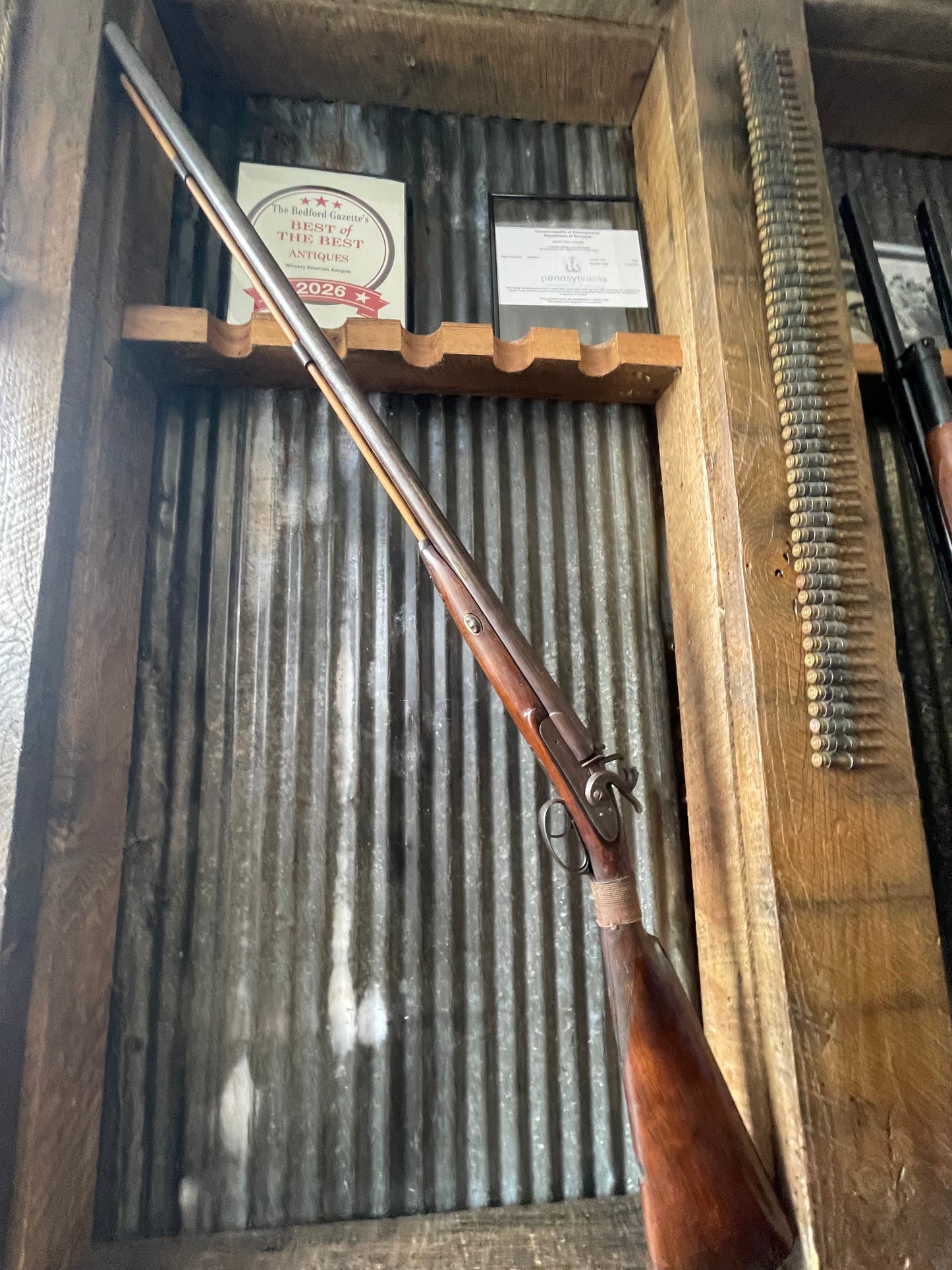 W. Moore Double Barrel Side-by-Side Percussion Shotgun 12 Gauge Antique Black Powder