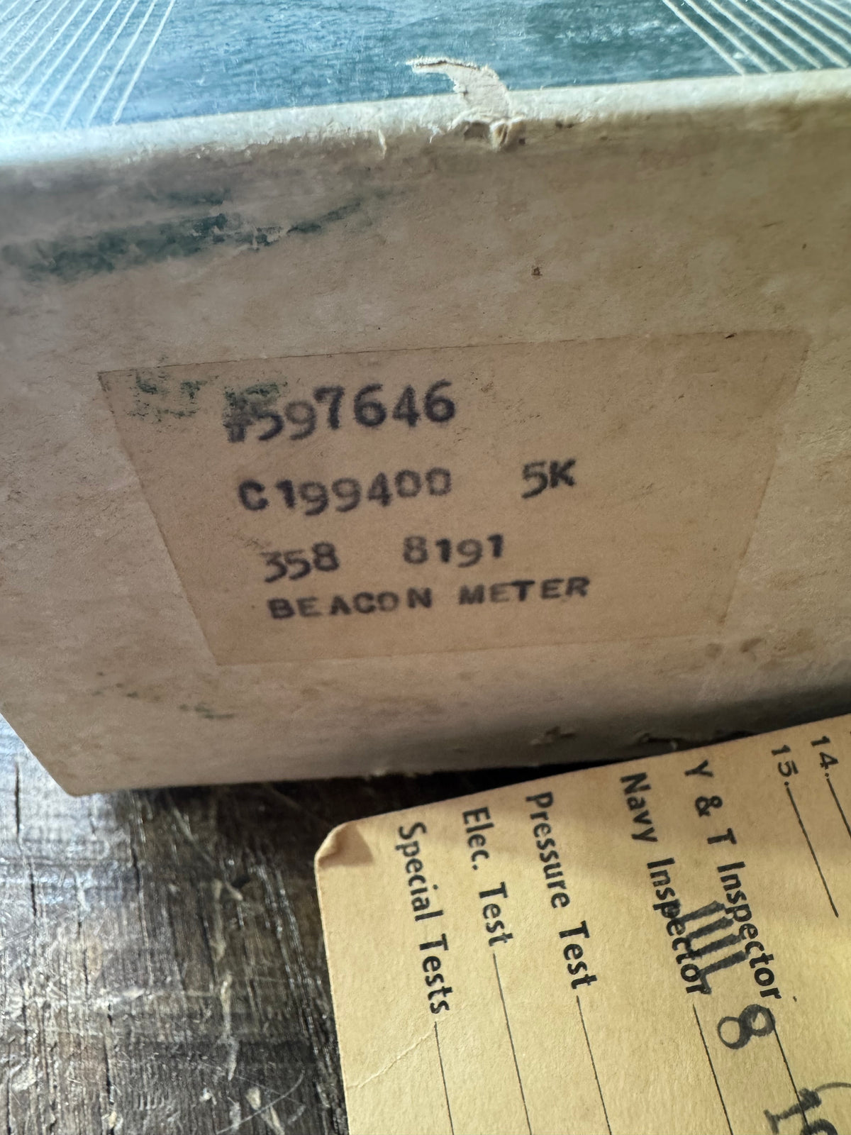 WWII Yale Beacon Meter – Original Box and 1944 Inspection Tag