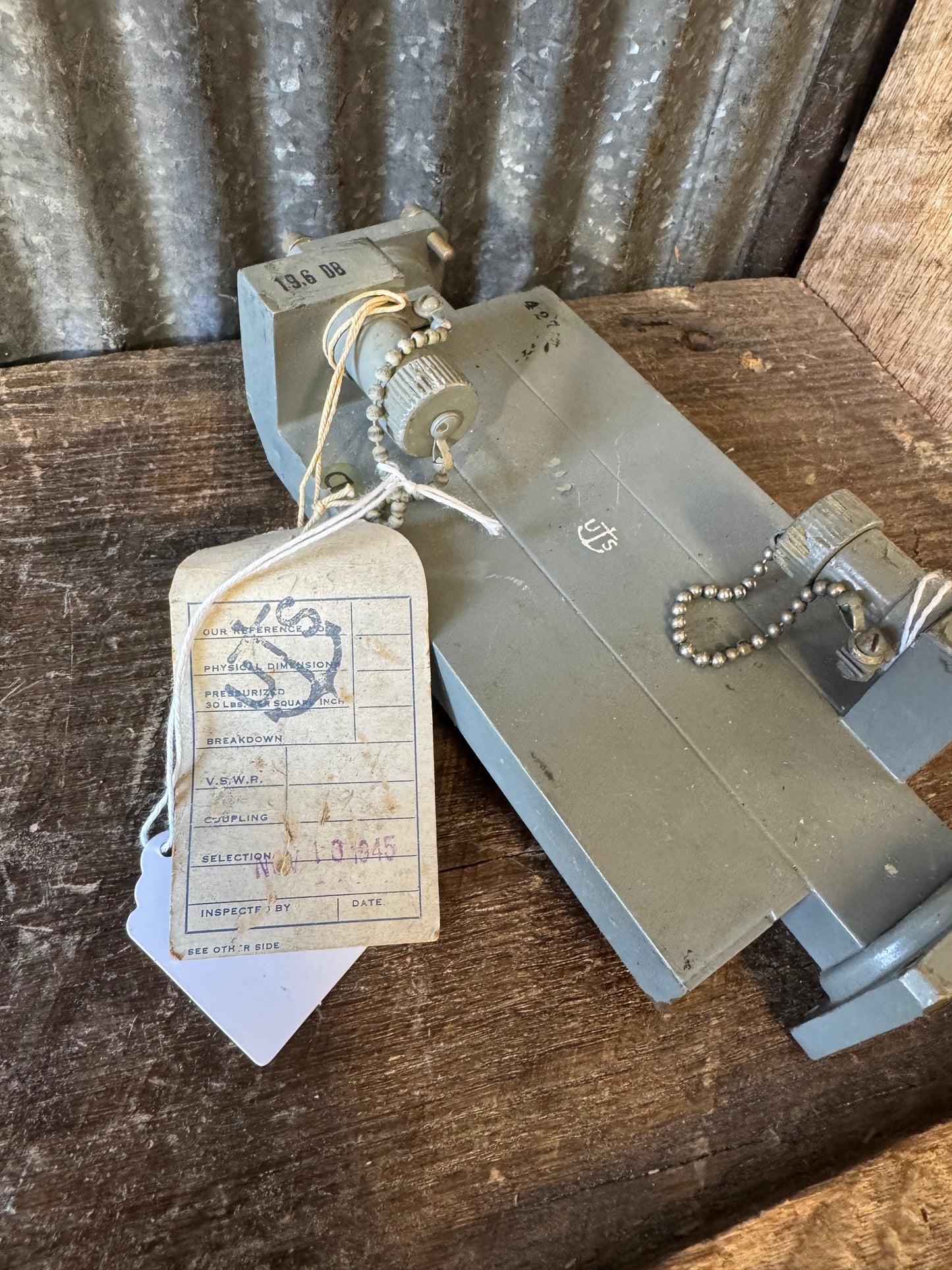 WWII U.S. Military Radar Waveguide Assembly with Directional Couplers – Original Inspection Tag