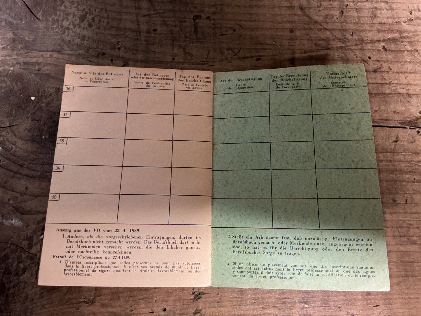 Original 1948 German Berufsbuch ( Professional Work Book )- Named: Erich Kolsdorf Born November 9, 1914