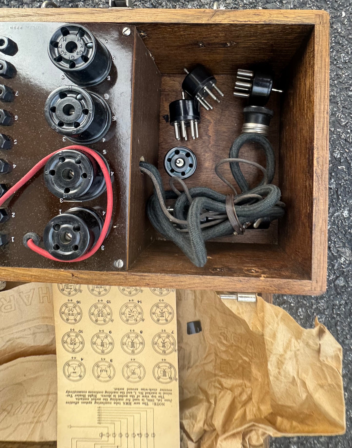 Vintage Vacuum Tube Socket Adapter Test Set in Wood Case